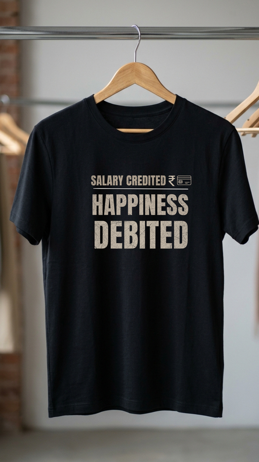 Corporate Reality T-Shirt – Happiness Debited Edition