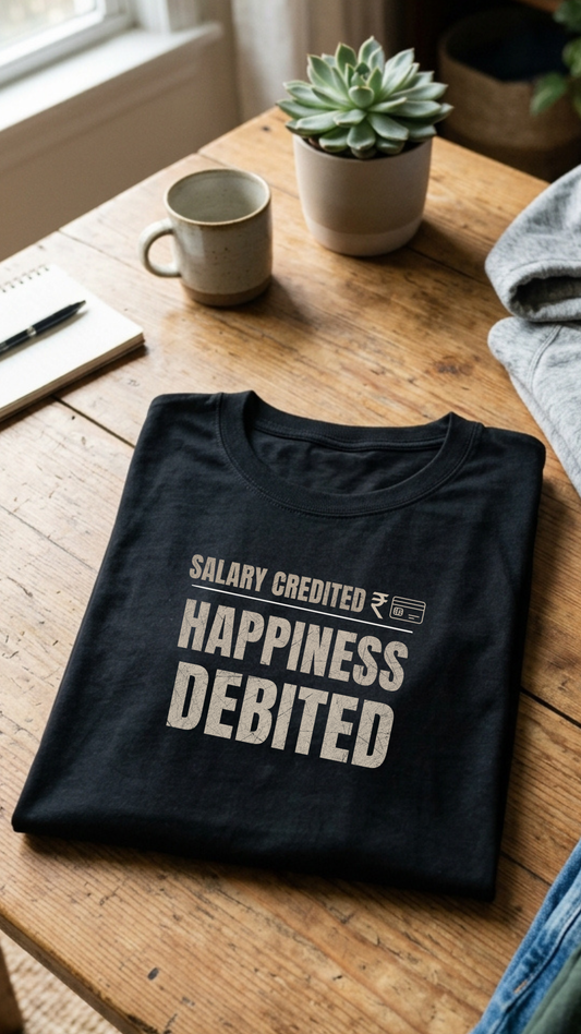 Corporate Reality T-Shirt – Happiness Debited Edition