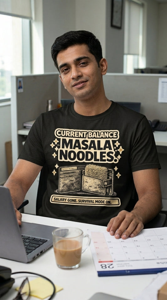 Current Balance: Masala Noodles T-Shirt – Salary Gone Survival Mode On