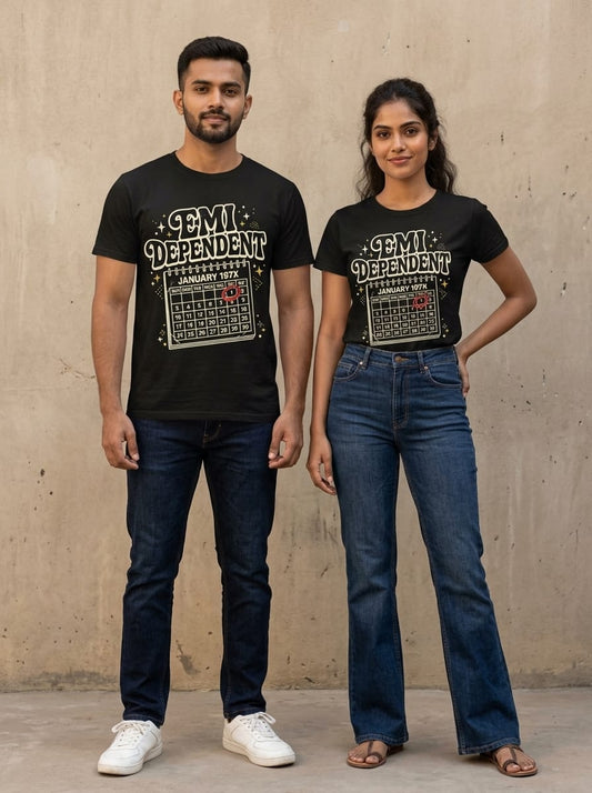 Vintage "EMI Dependent" Calendar UnisexT-Shirt | Funny Salary Pain & Adulting Graphic Tee